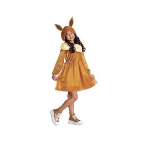 Pokemon Eevee Girls Costume Dress Hooded Ears Removable Collar Brown Gold 4-6X